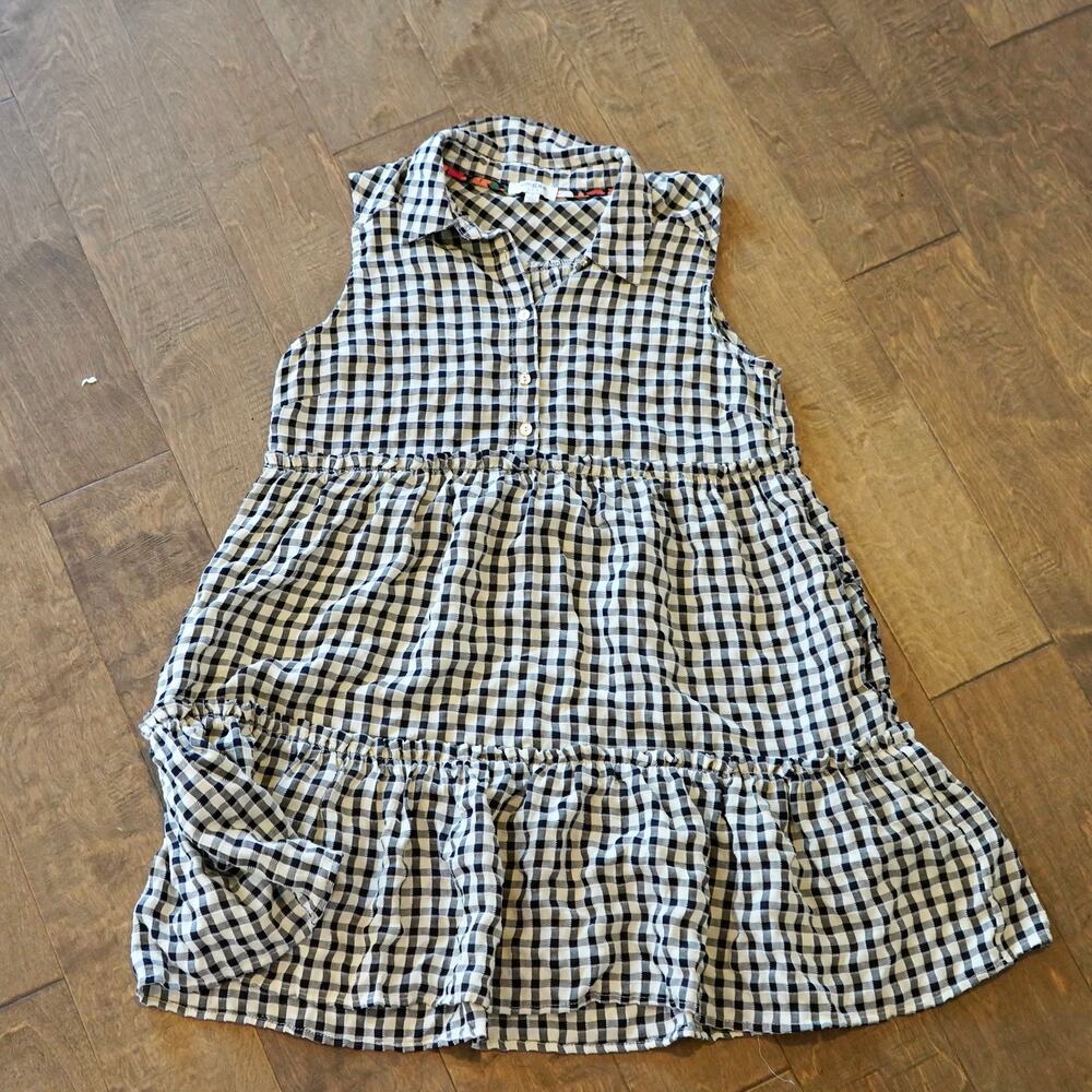Umgee Gingham Check Maxi Dress Black White Sleeveless Tiered Boho - Picture 3 of 9